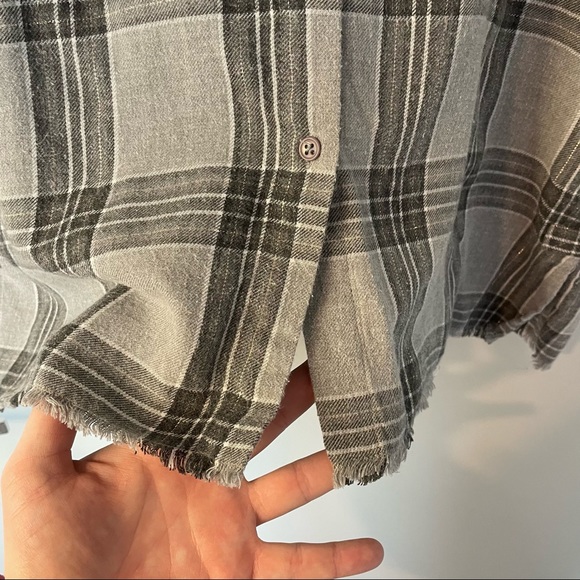 Adriano Goldschmied AG Kids Flannel Button Down Size XL Raw Hem Casual Plaid - Picture 5 of 14